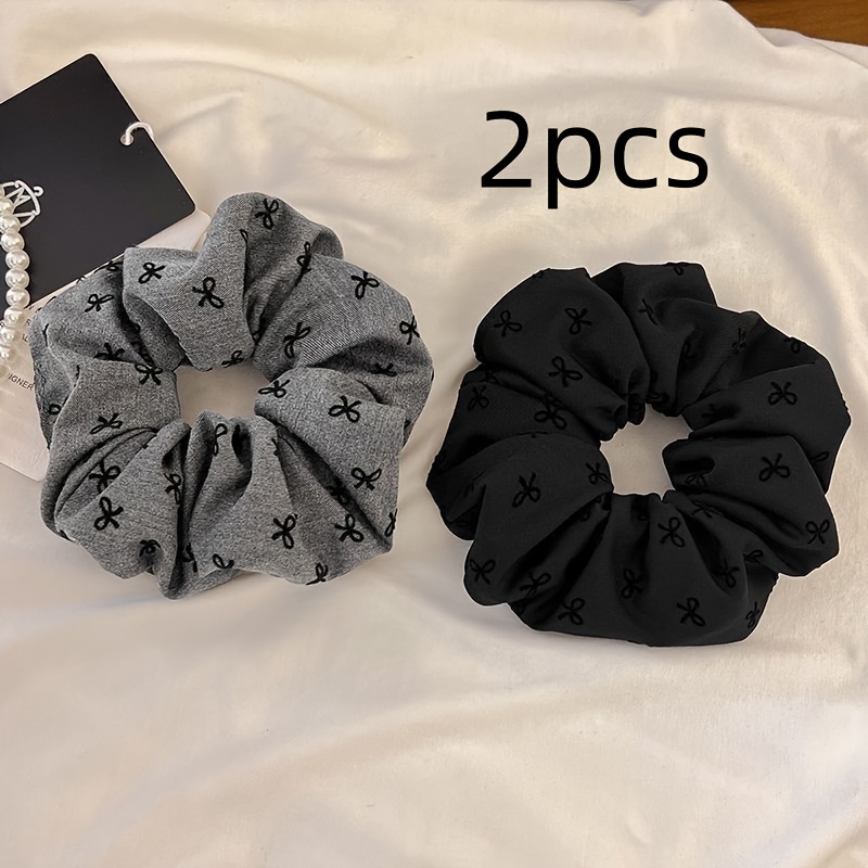 2pcs Of Bow Hair Rope Retro Large Hair Ring Head Rope Ball Temperament Head Flower