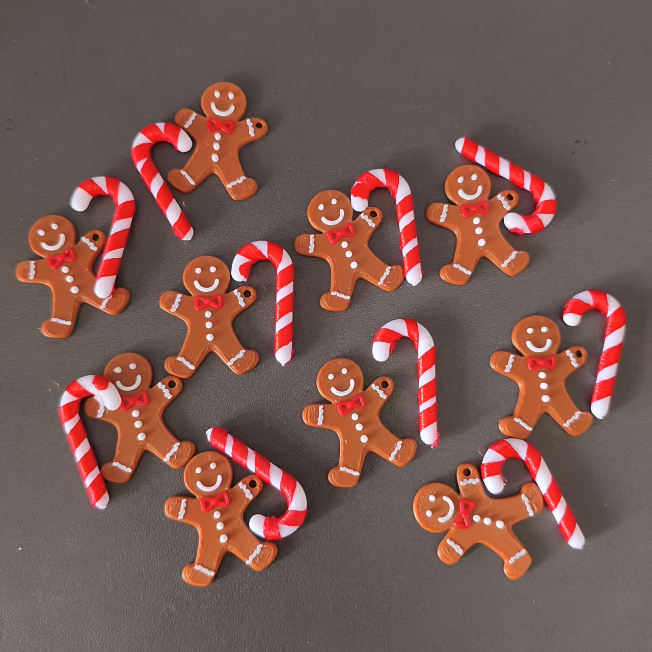 TEMU 20pcs Christmas Gingerbread For Man Decorations With Candy Canes - Tabletop Centerpieces, Candy Cane Decorations, For Holiday Table Settings,