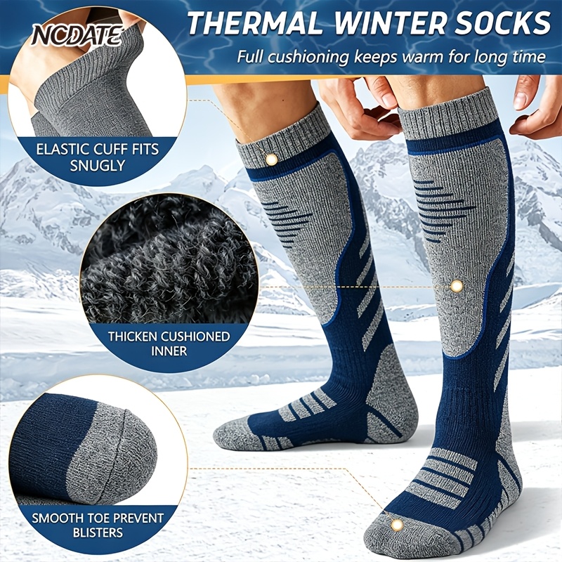 2-Pair Cold-Proof Knee-High Ski Socks for Men