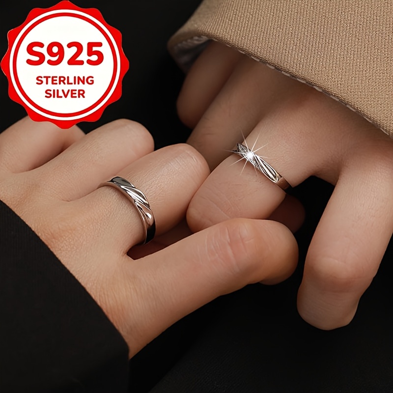 2pcs S925 Silver Möbius Twist Couple's Rings Set