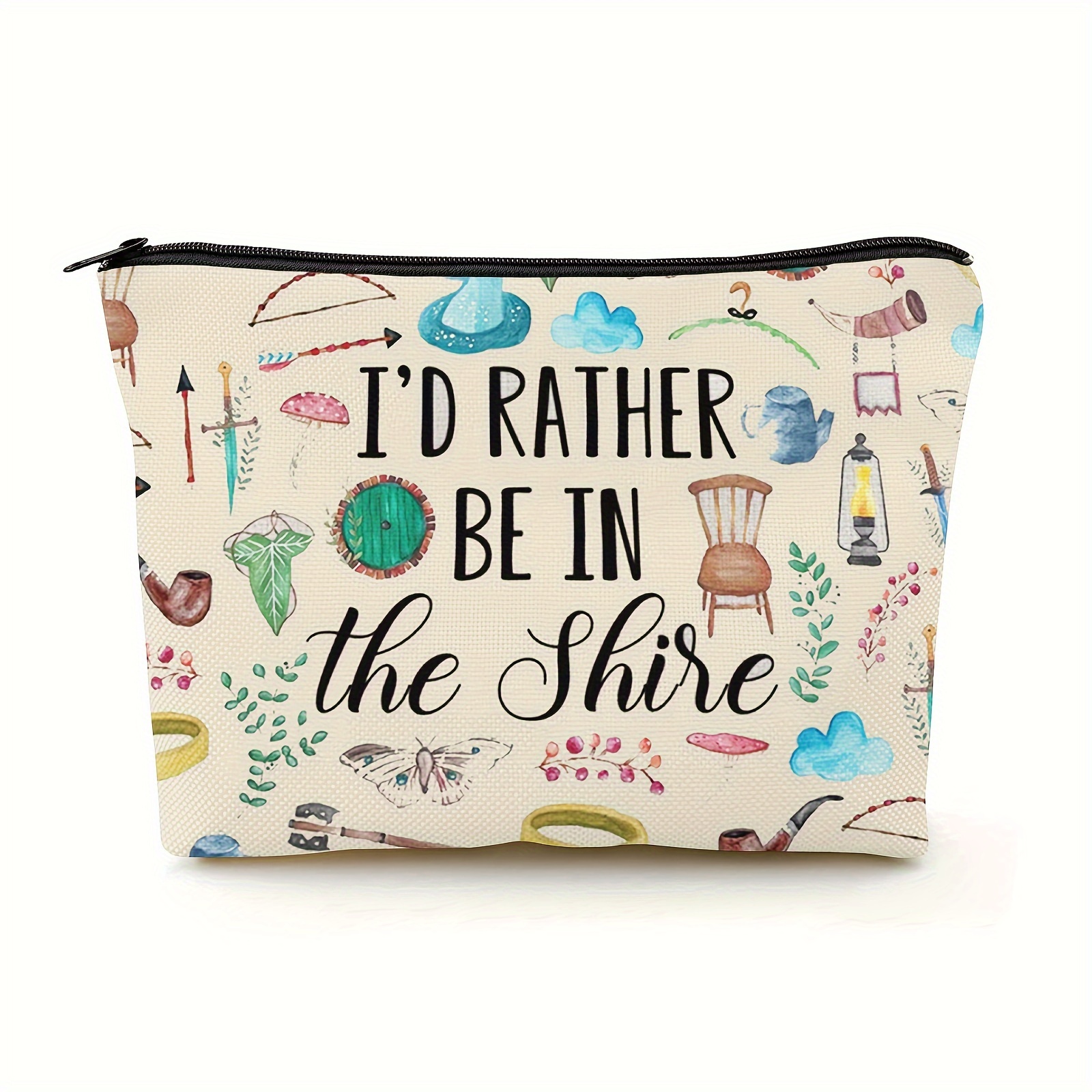 

Fantasy Fiction Fan Makeup Bag - 'i'd Rather Be In ' Cosmetic Pouch, Durable Polyester, Non-waterproof, Scent-free