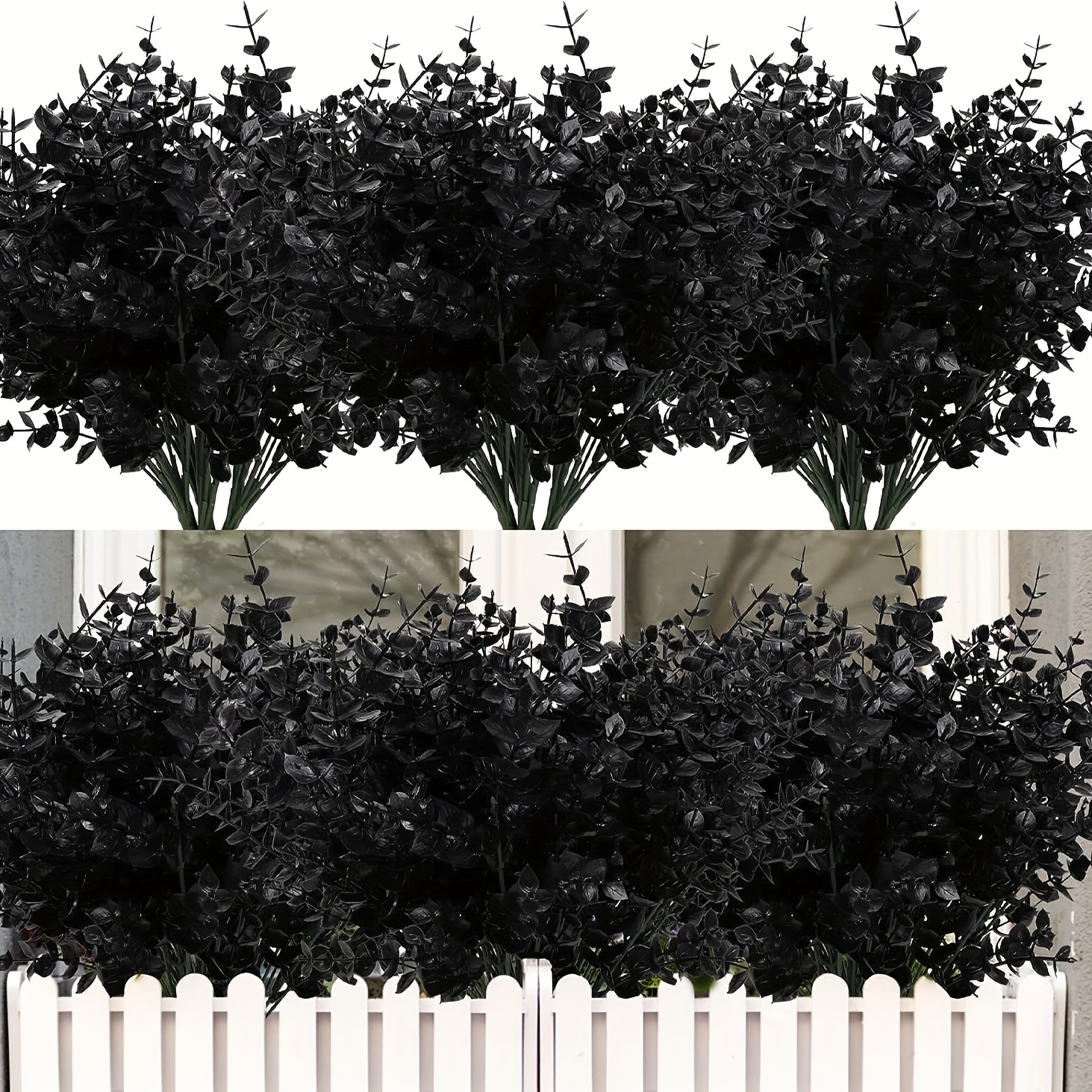 

4pcs Black Artificial Flowers, Fake Outdoor Uv Resistant Plants Indoor Outside Hanging Planter Flower Decoration, Garden Decor, Farmhouse Decor, Halloween Decor