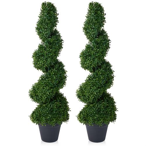 uv fade resistant artificial spiral topiary tree with spiral trunk faux boxwood branches low maintenance indoor outdoor year round greenery suitable for home porch patio garden decor plastic boxwood for decoration