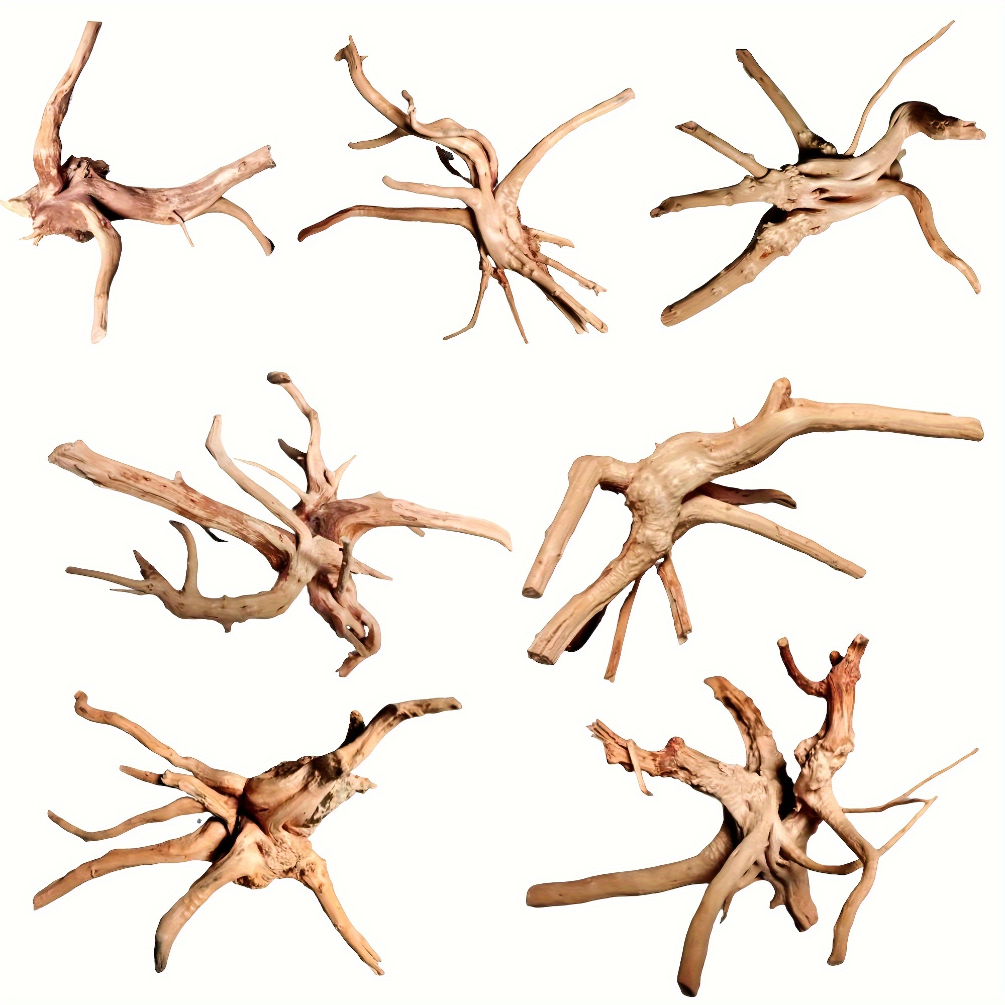 

7pcs Small Aquarium Spiderwood, Natural Driftwood 4-8 Inches, Long-lasting Underwater Or Arid Decor, High-density For Aquascaping