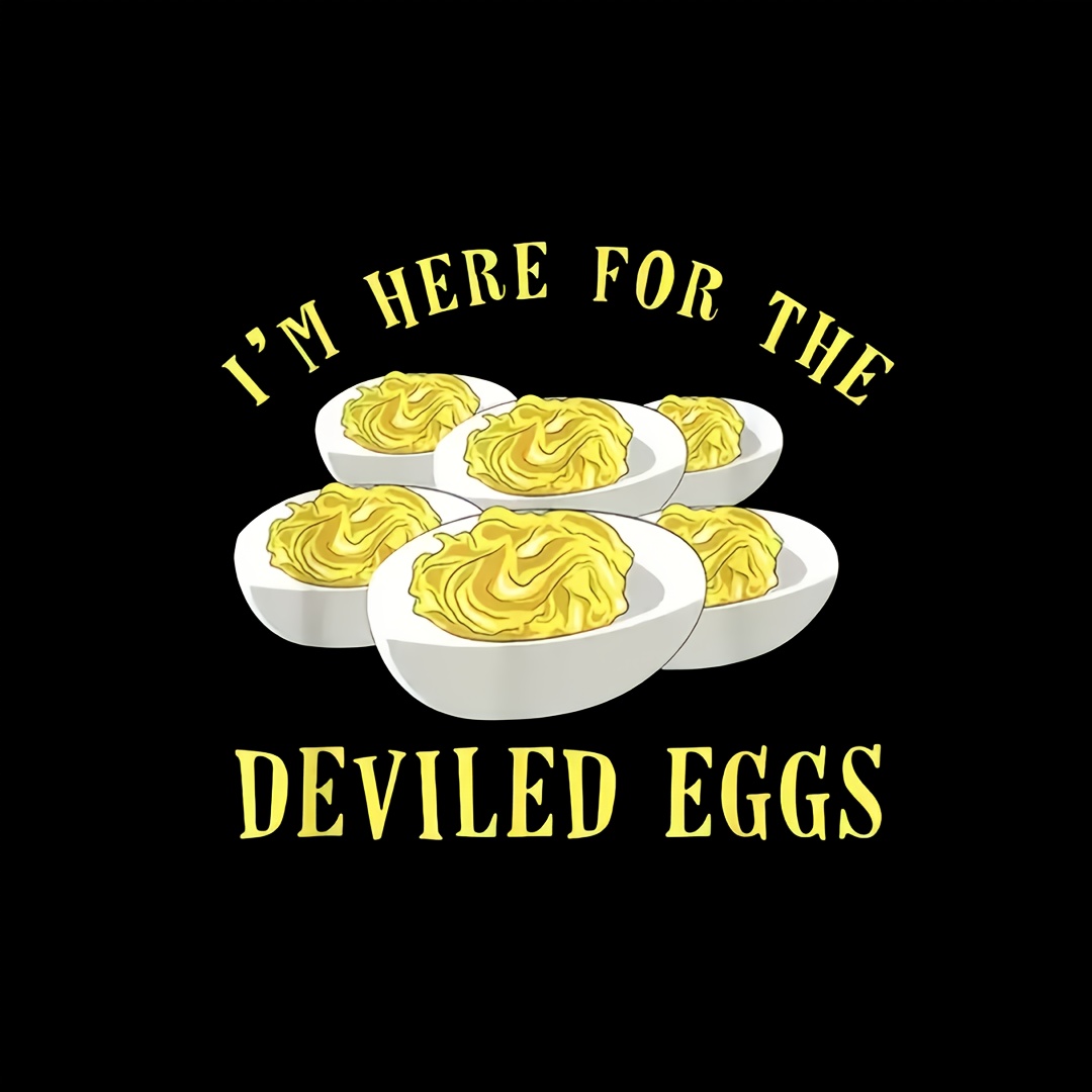 

1pc Fun Cartoon Deviled Eggs Iron-on Transfer Decal, Mixed Color Plastic Diy Applique For T-shirts, Sweatshirts, Jeans, Hoodies, Bags, Pillows, Vintage Caps - Craft Decoration Patch, 9.05*8.07in