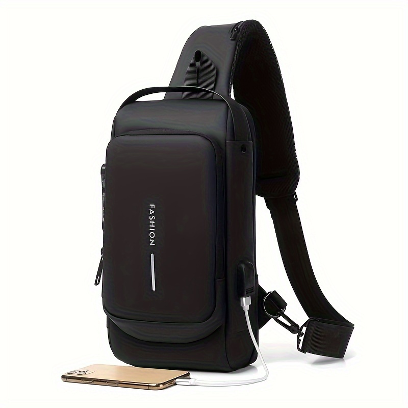 TEMU 1pc Men's Bags, Shoulder Crossbody Bags, Multifunctional Sports Chest Backpacks, Usb Charging Port, Anti-theft Chest Bags For Best Birthday