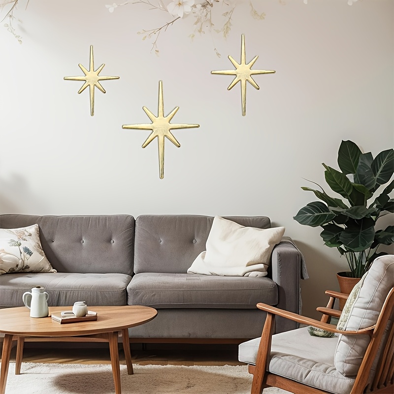 

Room Decor 3pcs Cast Iron Starburst , Mid-century Modern Metallic Explosion Wall Decor, Vintage And , With For Indoor