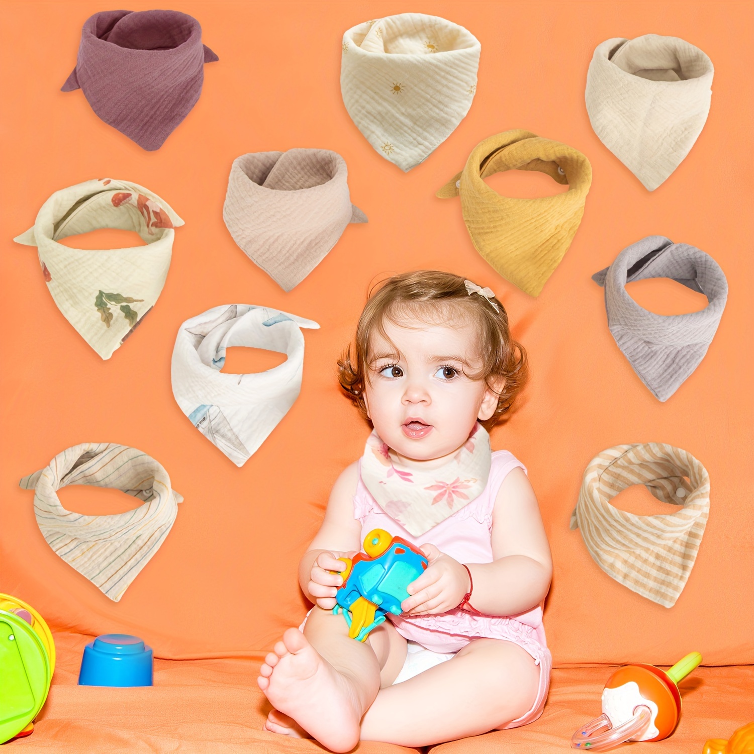  Baberos tipo bandana para bebé, babero unisex con estilo,  babero súper absorbente, baberos de dentición suave para recién nacidos :  Bebés
