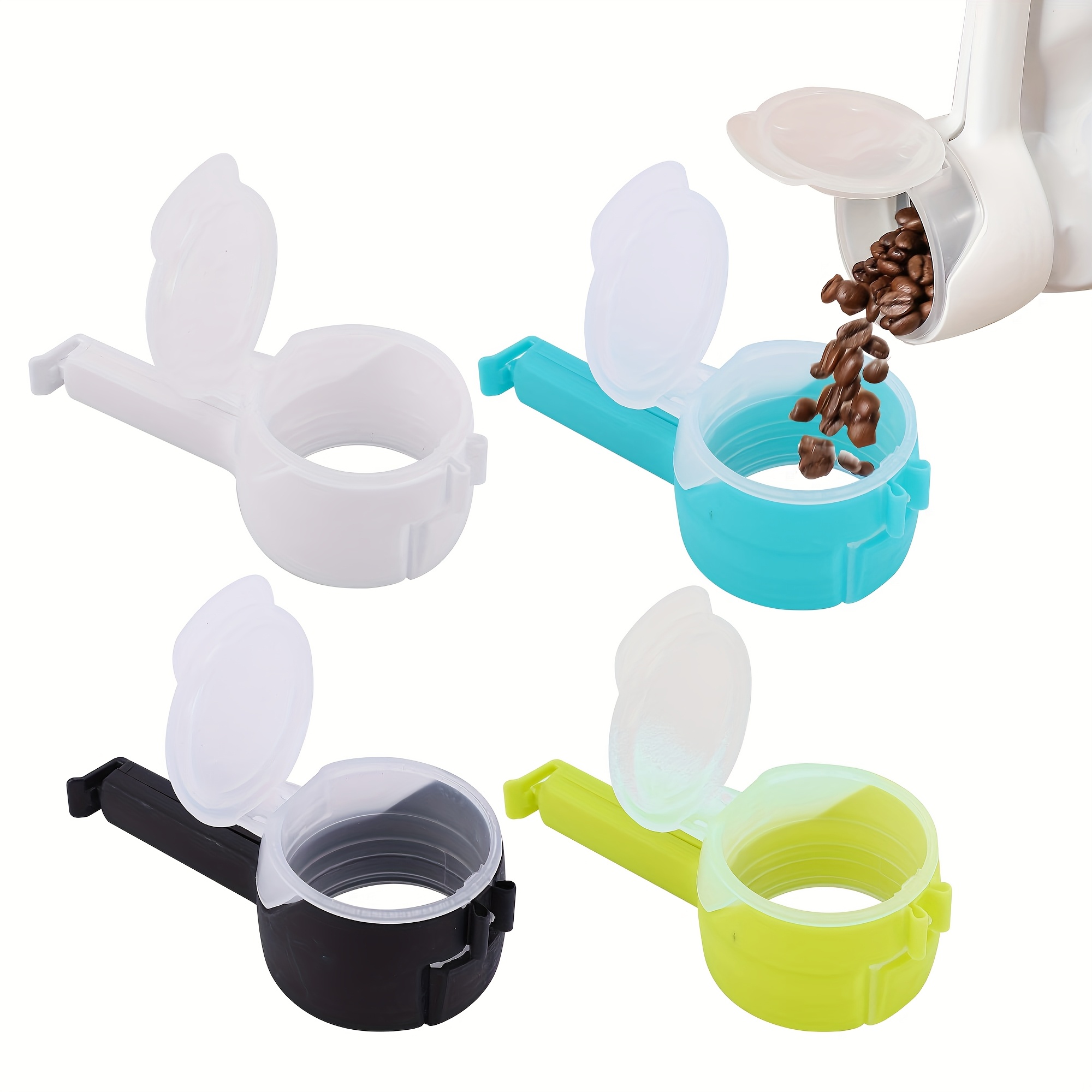 Image of 4pcs Pack Durable Plastic Food Bag Clips With Pour Spout & Airtight Seal - Leakproof Spoutable Bag Clips Suitable For Snacks, Cereal, Pet Food - For, Travel, For Pet Food Sealing