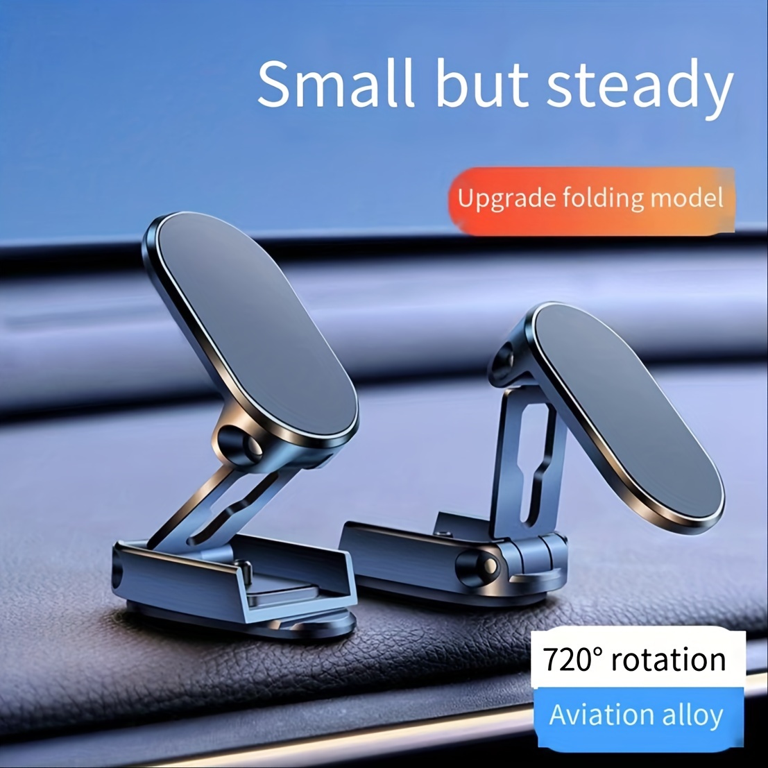 

Magnetic Car Phone Holder - Abs Material, Foldable And Adjustable 720° Rotation, Compact And Steady Aviation Alloy Mobile Stand