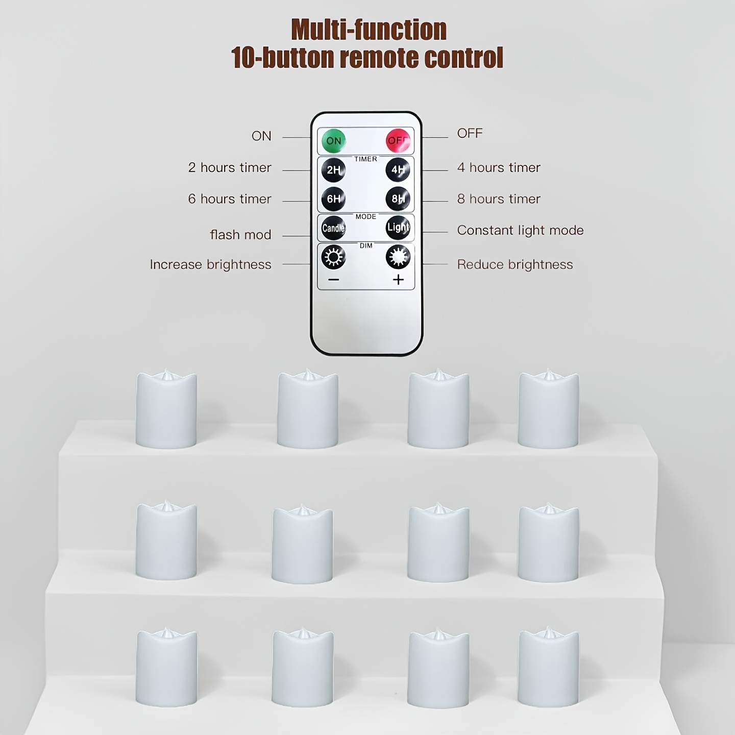 White Small Led Flickering Candle Lights - With Remote Control And Timer, 12pcs, Suitable For Party Gatherings, Graduation Ceremony Decorations, Christmas Valentine's Day Decorations