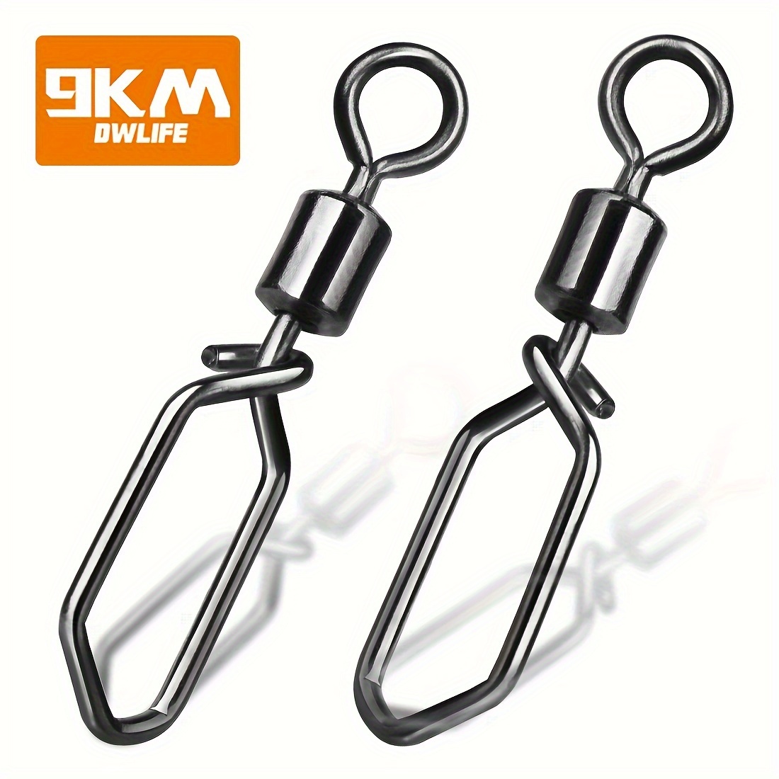 50/250pcs Fishing Barrel Swivels with Safety Snaps Swivel Stainless Steel  High Strength Interlock Snap Swivels Rolling Connector Black Nickel Solid