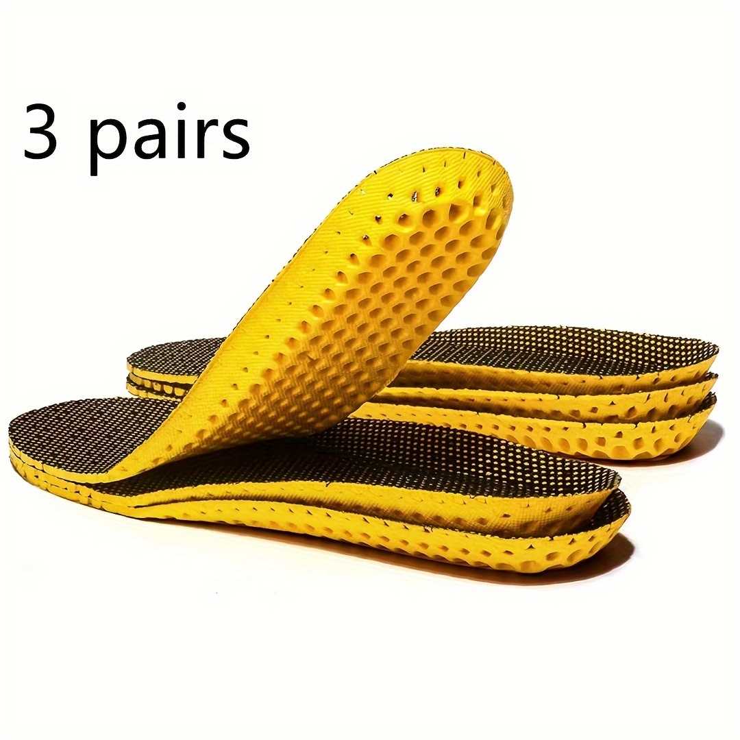 

3 Pairs Breathable Mesh Shoe Insoles - Comfortable Replacement Inserts For Sports Shoes & Water Footwear, Black, Ventilation -