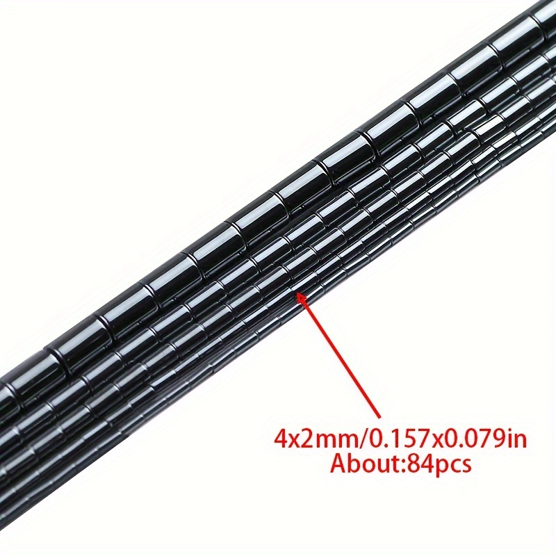 4/5/6/8mm Black Long Cylindrical Tube Beads Natural Hematite Obsidian Loose Beads For Handmade Diy Bracelets, Necklaces, Earrings, Jewelry Accessories, Shoe Decorations, And Clothing Materials