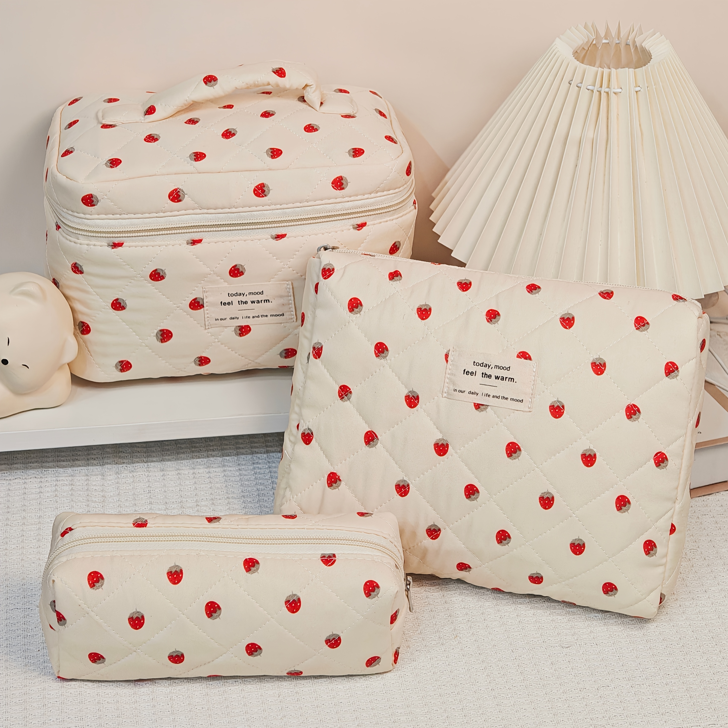 Pattern Quilted Women's Makeup Bag, Portable Large Capacity Storage Bag Makeup Bag, Students Back To Cute Girlfriend Gift, Makeup Bag Storage Bag