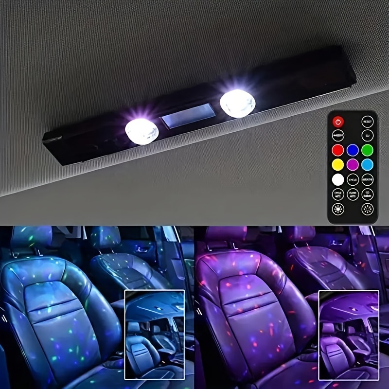 

1pc Usb-charged Rgb Led Car Interior Lights - Dynamic Starry Neon Atmosphere With Sound-activated Remote Control - Unique Decor For Vehicle Roof And Underdash