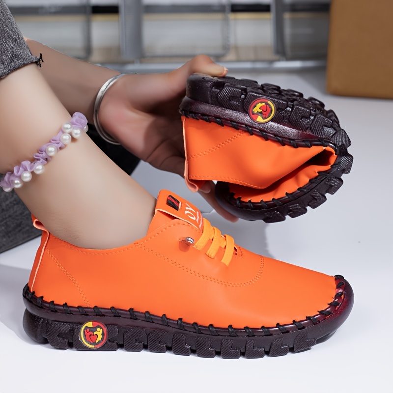 【新品未使用】te+ 手袋 check WOMEN orange 21cm Daznico Women Shoes Sneakers Low Top Breathable Casual