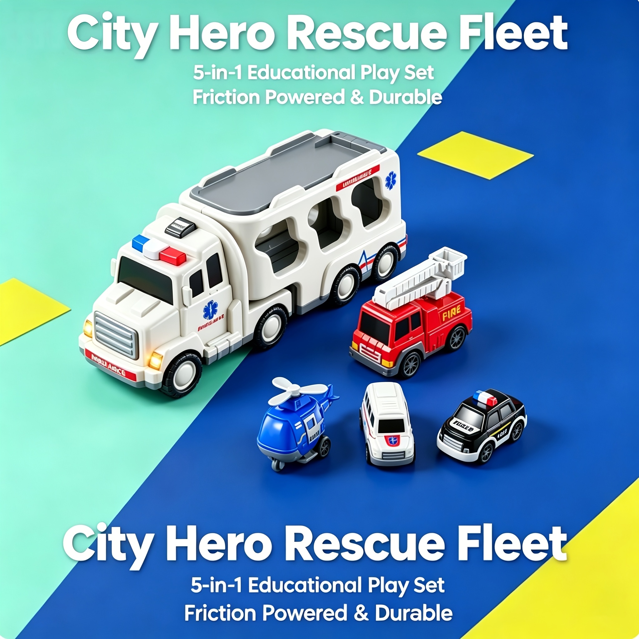 TEMU Jeu de voitures de , kit de jouets d'ambulance avec son et lumières pour cadeaux d'anniversaire et de fêtes