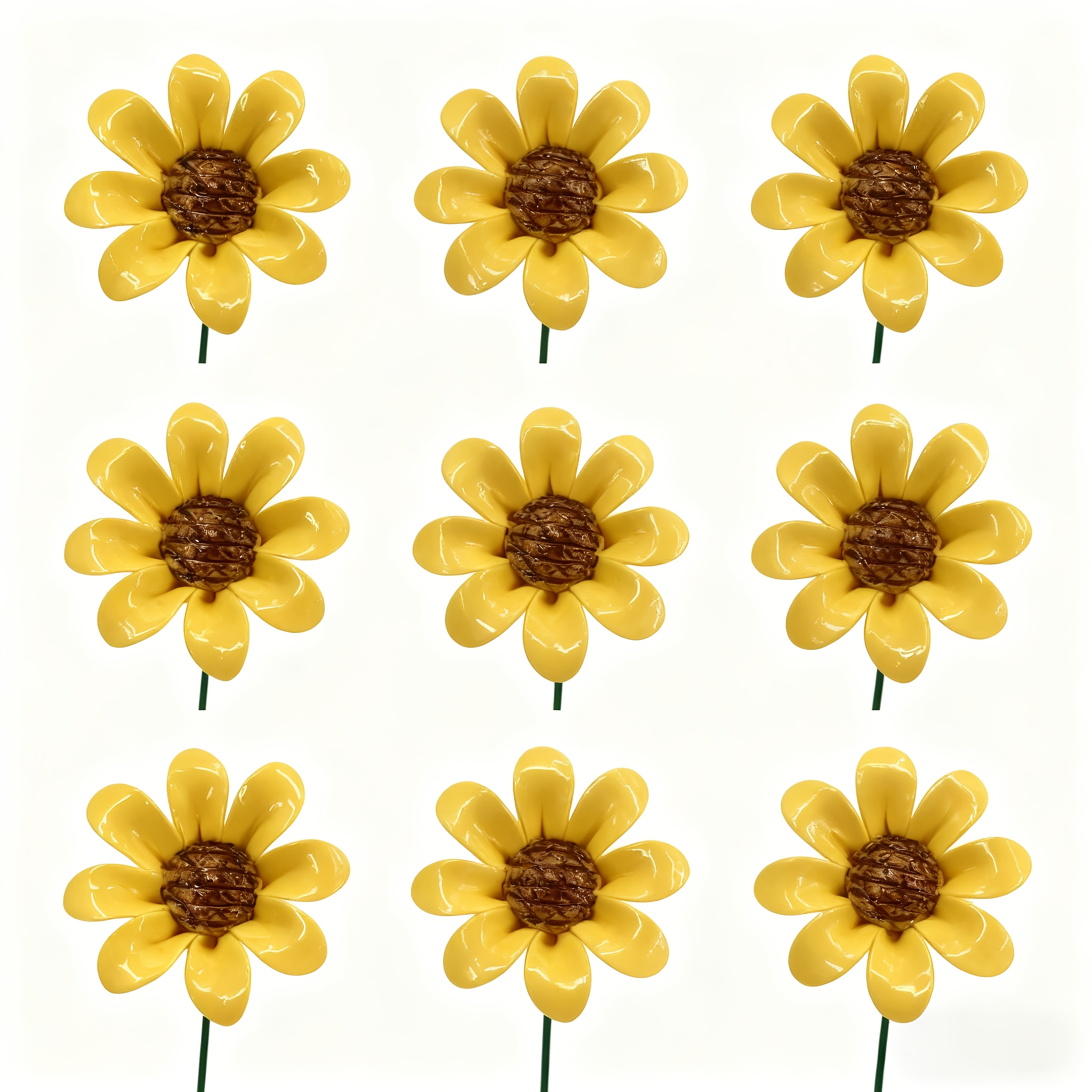 E-shop 9-teiliges Keramik-Sonnenblumen-Set, handgefertigte chinesische Töpferblumen, geeignet für Valentinstag, Weihnachten, Muttertag und
