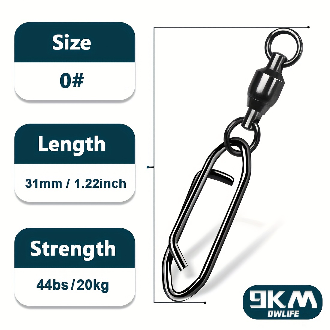 TEMU 25pcs Fishing Swivels Snap Ball Bearing Swivel Saltwater Fishing Lures Connector Stainless Steel Clips Tackle