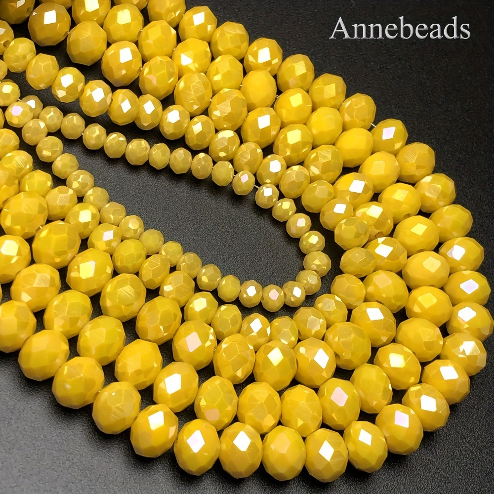 

Annebeads High-quality Wheel Cut Ab Yellow Crystal Beads For Making, Bracelet, Apparel Accessories - Artificial Crystal Bulk Loose Spacer Beads