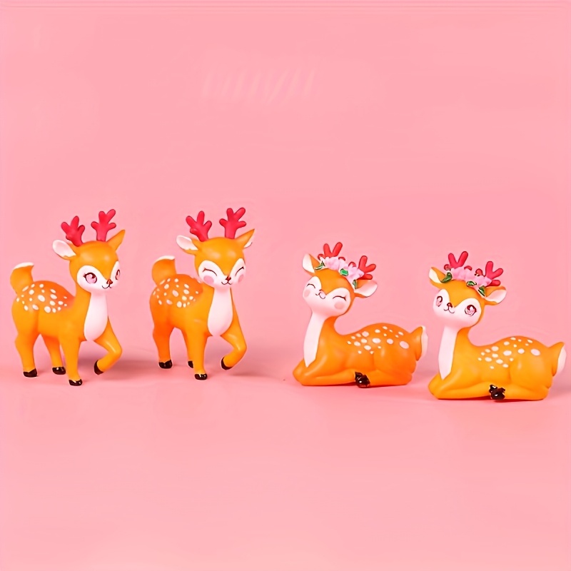 TEMU Holiday Cottage Decor, 4pcs Christmas Snowflake Fawn Ornaments, Snowy Outdoor Festive Decorations, Mini Garden Decorations, Christmas Stocking