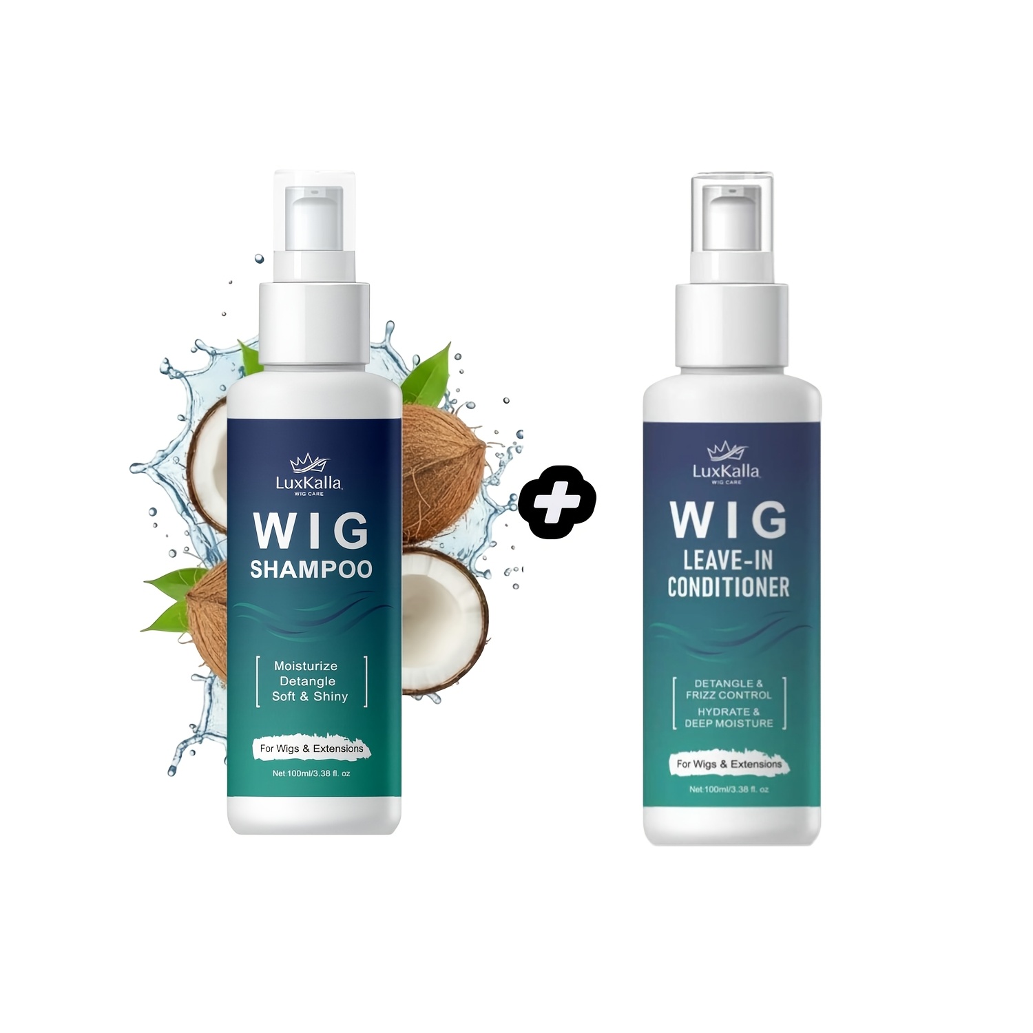 2in 1 Wig Shampoo For Synthetic Hair Soak & Rinse, Deep Cleansing, Moisturizes, Detangles