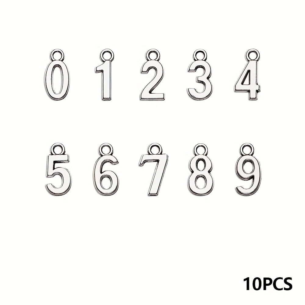 TEMU 10 Stk./100 Stk. Antike Silberfarbene 0 1 2 3 4 9 Glückszahl Geburtstagsanhänger Armbänder Halskette Schmuckherstellung Handwerk Großhandel
