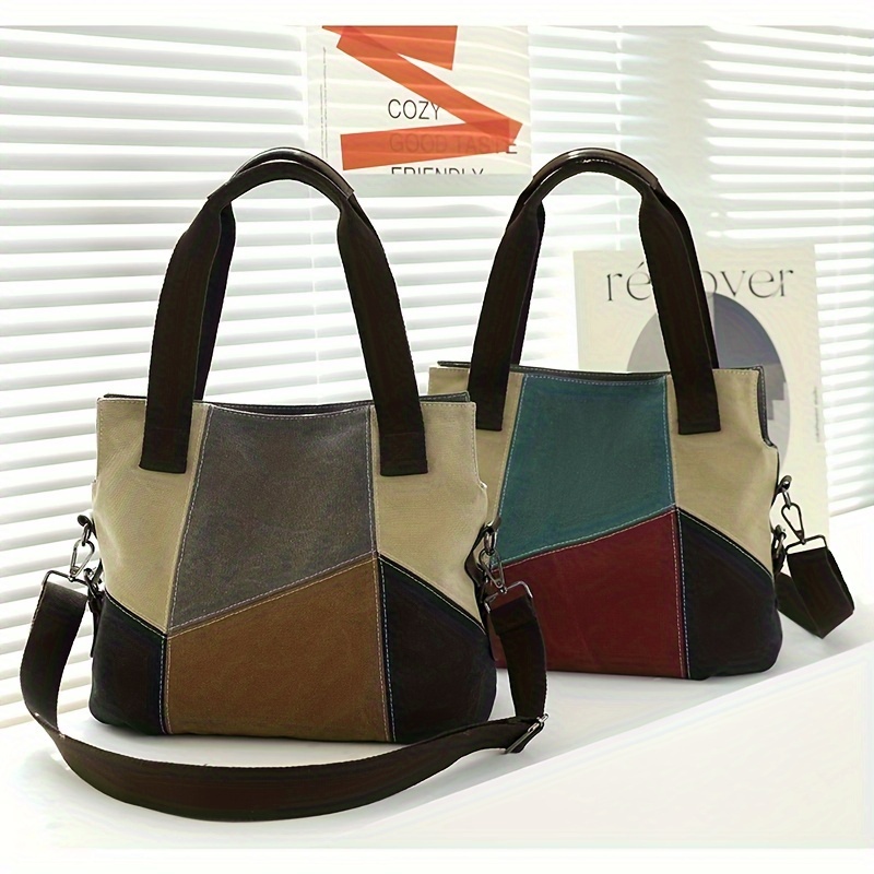 

Vintage-style Canvas Tote Bag With Adjustable Shoulder Strap, Foldable And Spacious, Perfect For Daily Commute And Travel