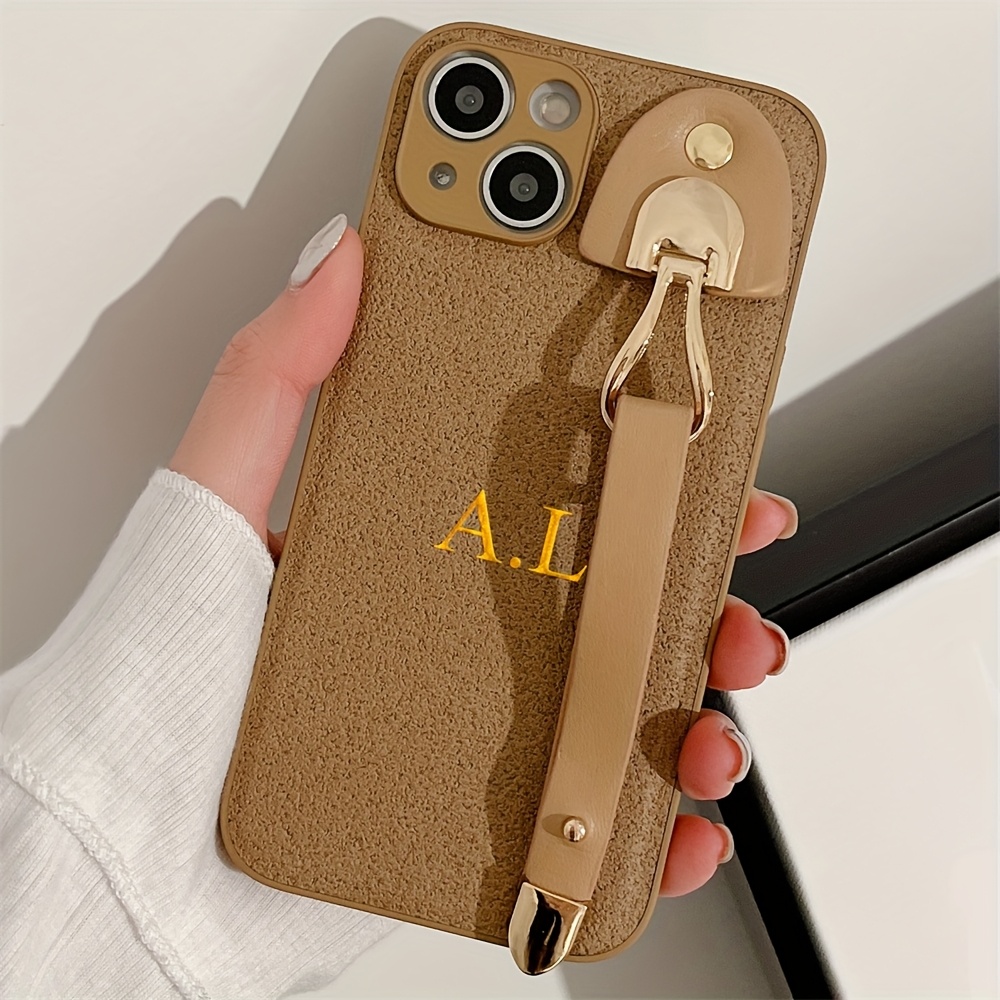 TEMU Phone Case - Custom Name Bracelets And Faux Leather Phone Case For Iphone 11 To 16 Pro Max And Plus, Shock-resistant Protective Cover