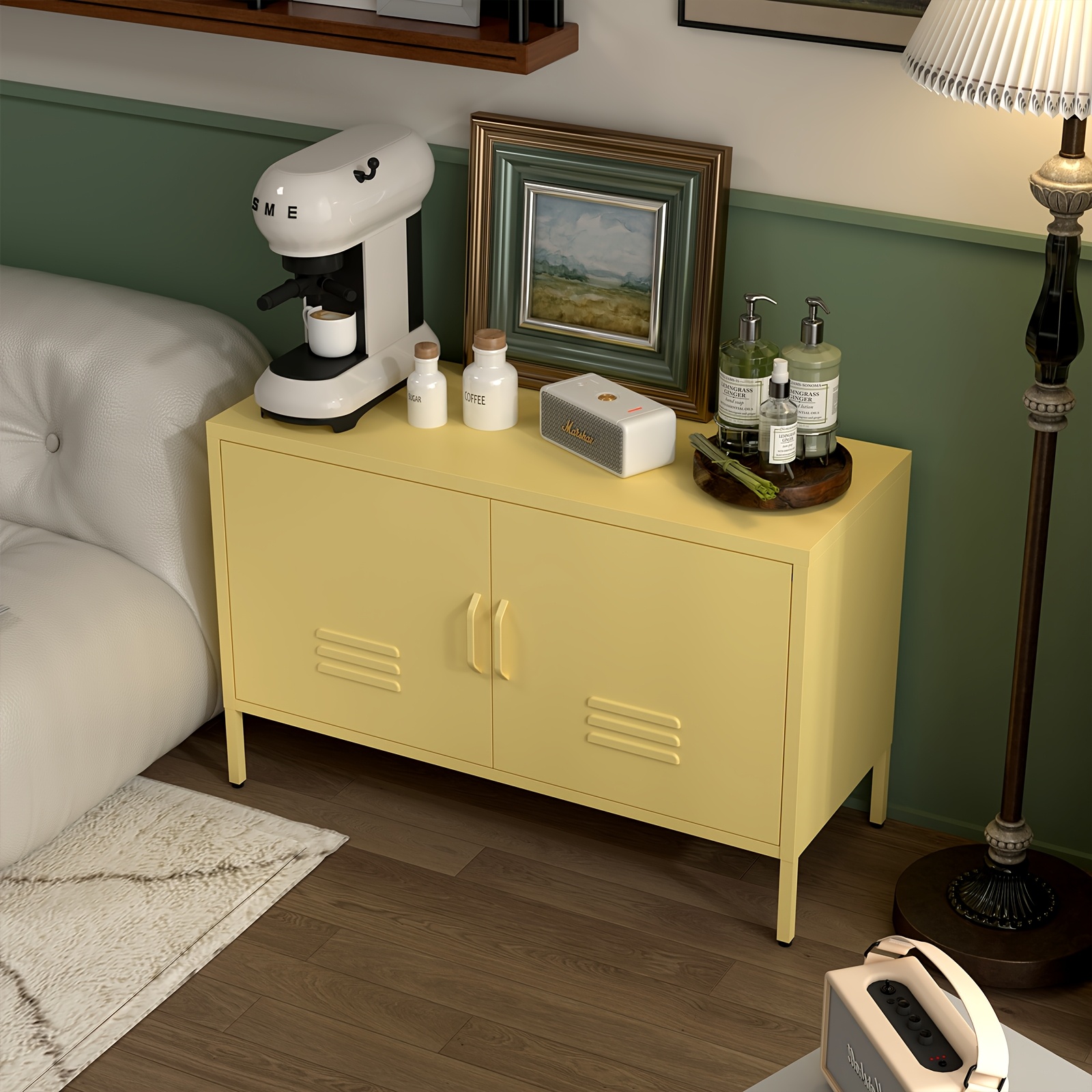 TEMU Metal Storage Cabinet, Media Console Cabinet 2 Doors, Metal Tv Stand With Adjustable Shelf For Living Room, Bedroom, Wide Metal Accent Cabinet