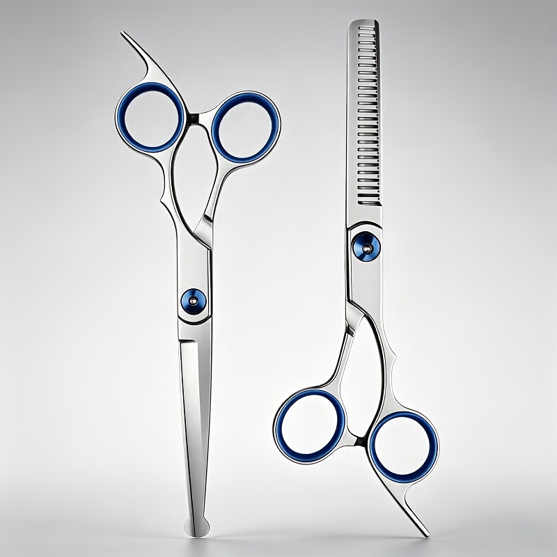 TEMU 2pcs Professional Hair Clipper Hair Scissors - Hair Scissors, Straight Scissors, Tooth Scissors, Men's And Women's Hair Scissors Thinning