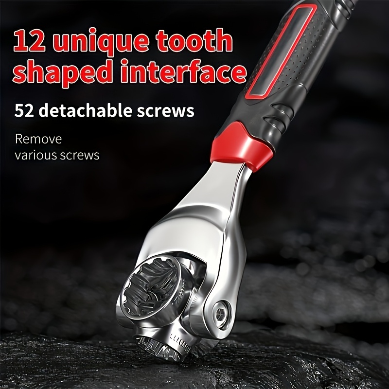 52 in 1 socket wrench set with non and 360 degree rotating head durable multifunctional tool for home and auto repairs red and handle 8 19mm universal wrench socket wrenc Product details 5