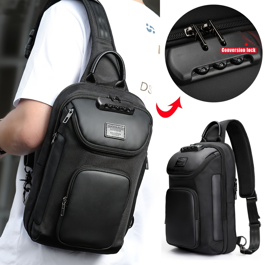 

New Crossbody Sling Bag Waterproof Anti-scratch Shoulder Bag For Men, Large Capacity Chest Bag, Casual Versatile Multi Functional For Outdoor Travel