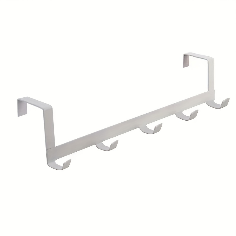 TEMU 1 Modern Over-the-door Hook Rack - No-drill Over-the-door Hooks, Five-row Over-the-door Clothes Hooks, Hat And Bag Organizer, Suitable For