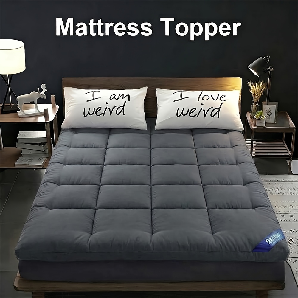 Image of 9.5cm Mattress Topper Withmicrofiberbreathable Quilted 1000gsm Filling - Mattress Pad With Elasticstraps, Ultra Topper, Machine Corner Soft Plush Bed Washable, , Sizes & Colors Multiple