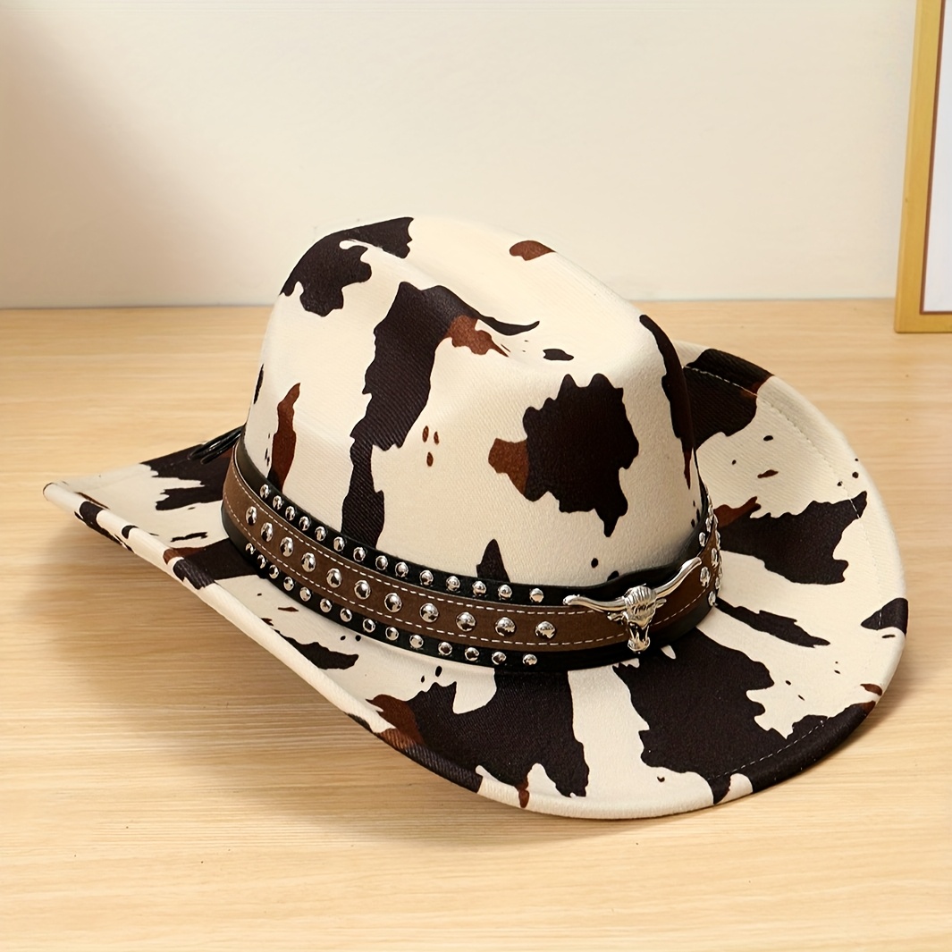 1pc cowboy hat black white striped design lightweight - Temu 