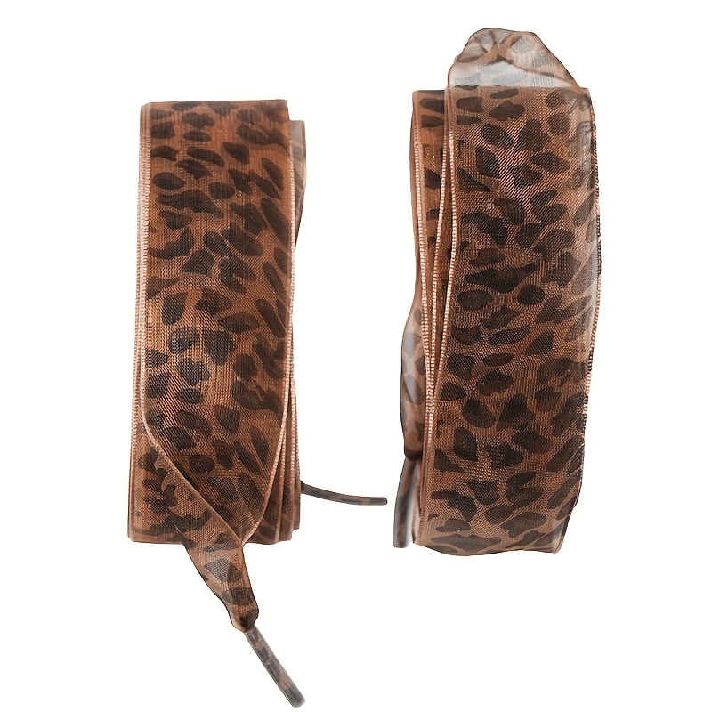 TEMU 1 Par de cordones de encaje con estampado de leopardo de 120cm de largo y 2.6cm de ancho para zapatos, correas no elásticas y removibles,