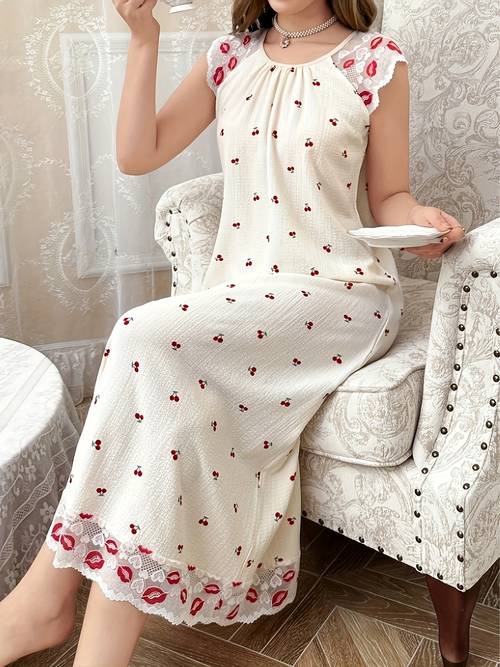 womens printed long nightdress