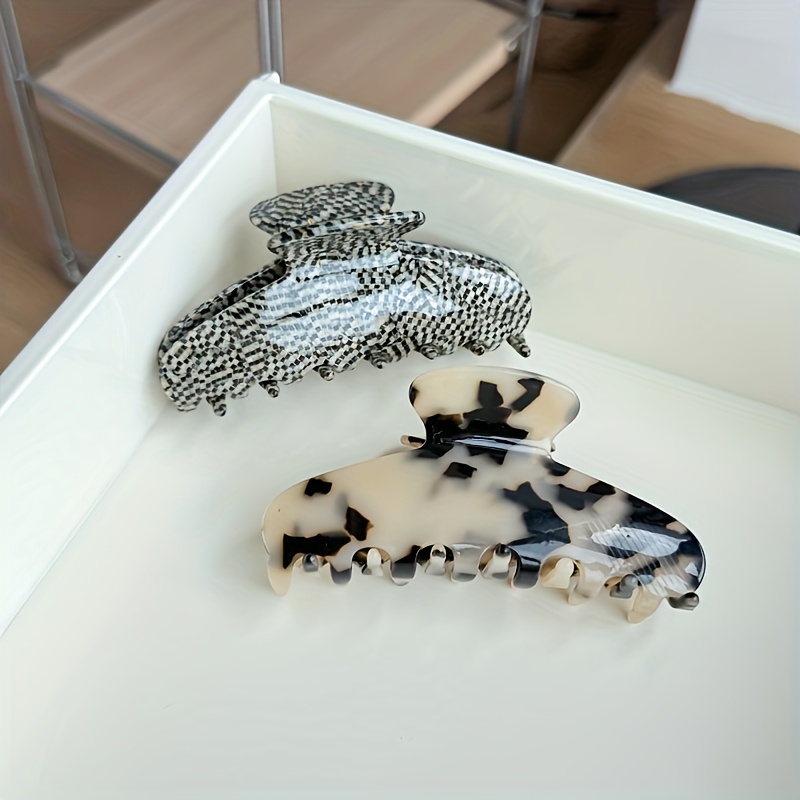 A Large 11CM Back of The Head Hair Clip Hair Claw High Ponytail Hair Accessory, Marble Pattern Floral Leopard Print Dopamine Morandi Color Series, Acetate