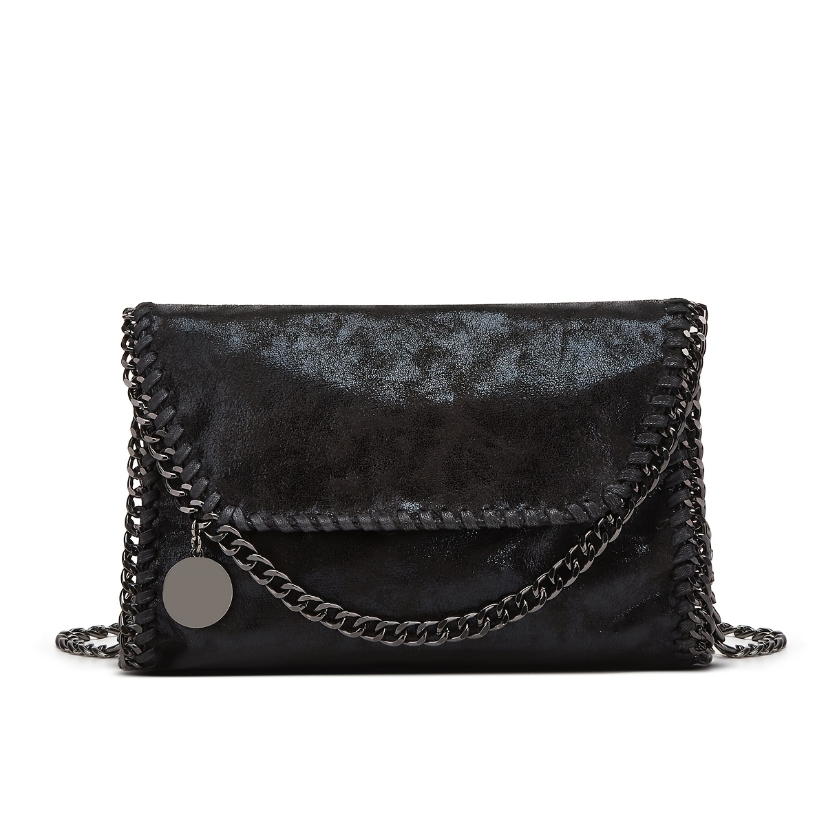 TEMU [everyday ] 1pc Women's Black Shoulder Chain Crossbody Bag - Soft Polyester With Zipper Closure, Stylish And Versatile For Everyday Use,