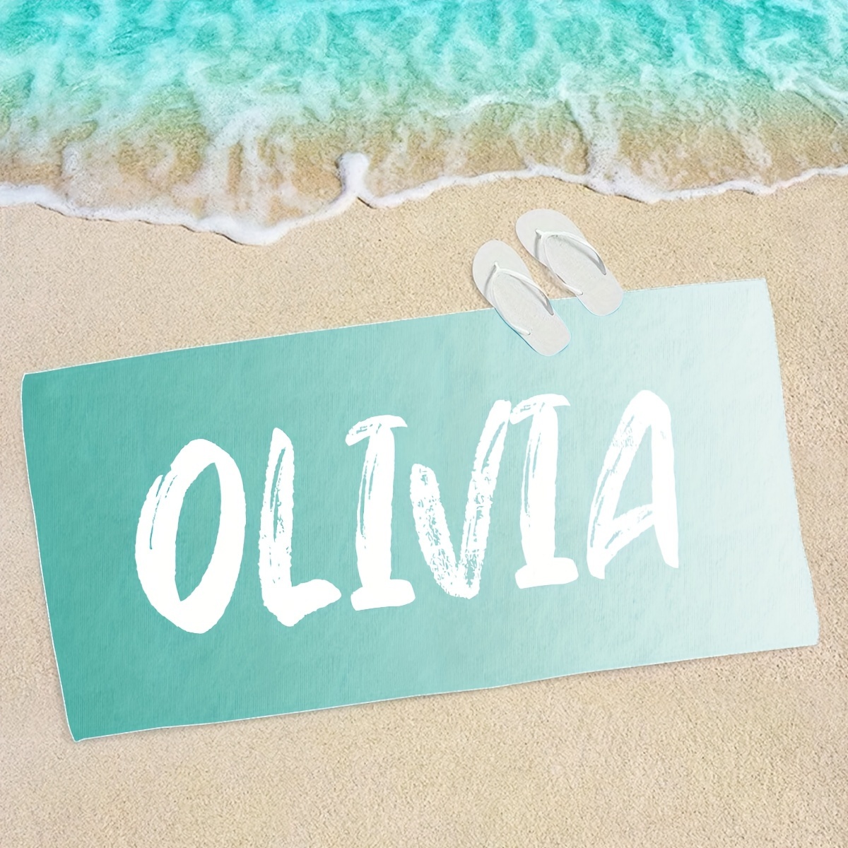 TEMU 1pc Customized Beach Towel, Gradient Pattern Personalized Beach Blanket, & Quick-drying Swimming Towel, Suitable For Beach Swimming Outdoor