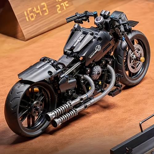 2026 cool black motorcycle model building kit durable abs plastic material home office desktop decoration 3 toy static version no power included without