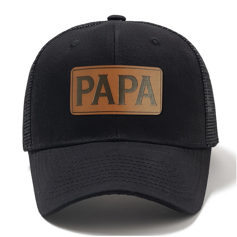 Image of Papa Label Baseball Cap For Men, Father, Dad, High-quality Summer Mesh Sun Hat, Outdoor Sports, Leisure, Camping, Hip-hop Hat, Dad Trucker Baseball Cap
