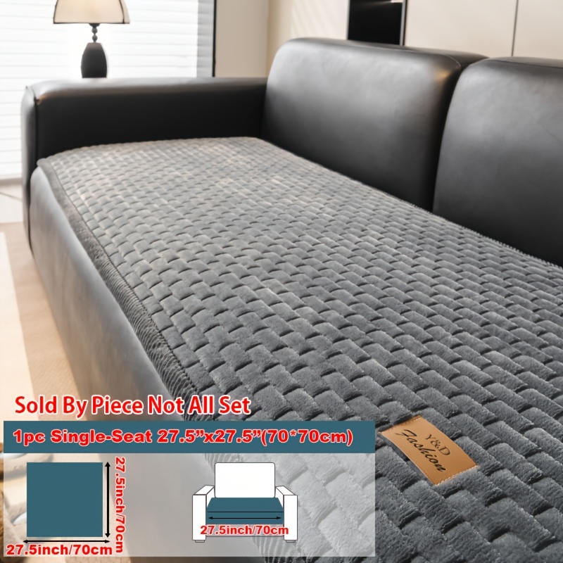 TEMU 1pc Plush Sofa Cover, Use, Easy With Anti-slip And Wear-resistant Support For Living Room Decor, Machine Washable, Pet-friendly And Warm,