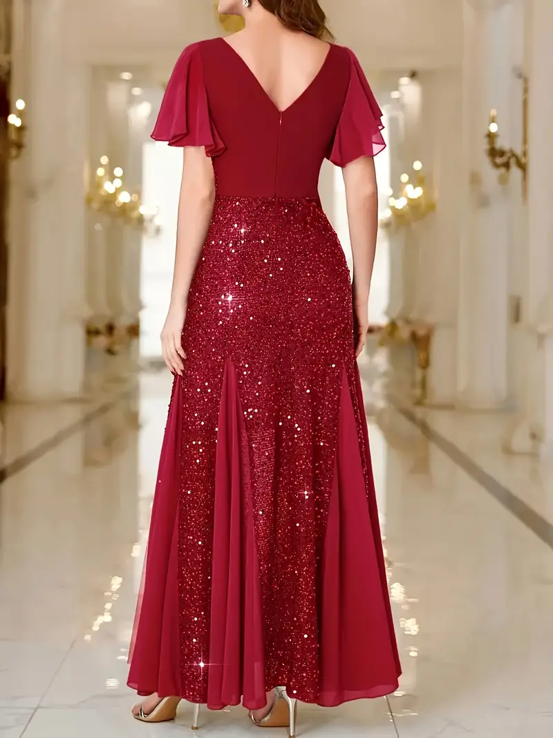 womens elegant red sequin party dress low neck high waist - Temu womens elegant red sequin party dress low neck high waist - Temu