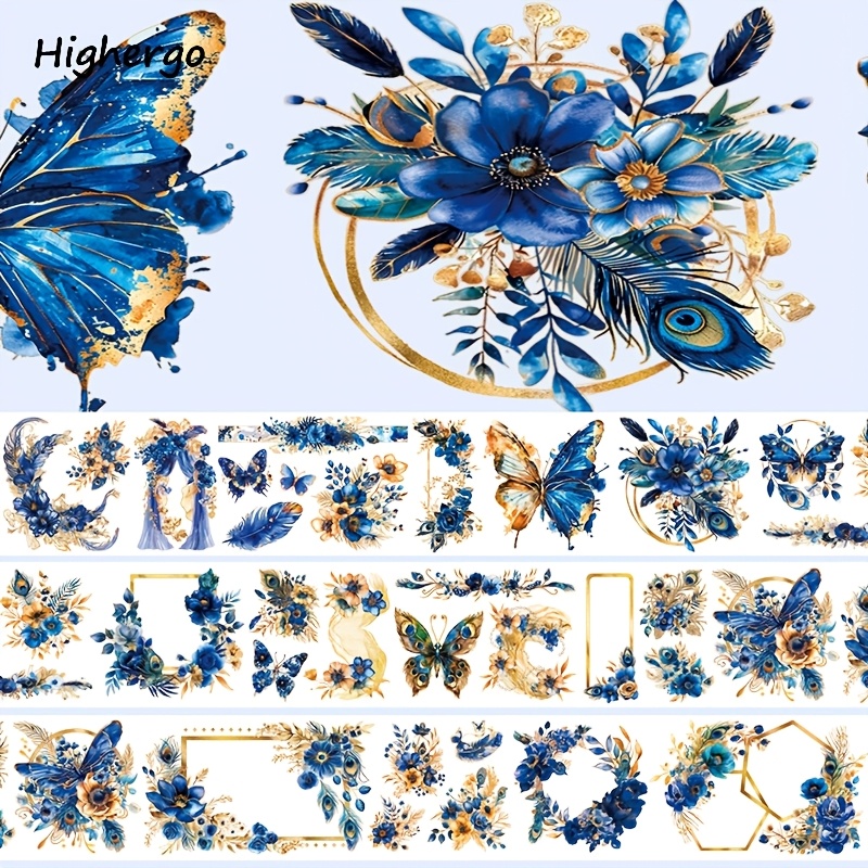 Highergo 2m Roll Feather & Pet Washi Tape, Transparent Adhesive Stickers, Waterproof Polyethylene Terephthalate For Scrapbooking, Diary, Collage, Plastic Surface Compatible, 100cm Length