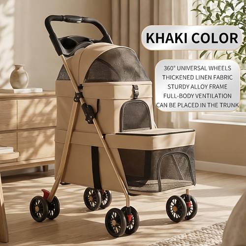 pet stroller double layer portable hand cart for small to medium dogs and cats lightweight and foldable pet cart for outdoor walking and travel