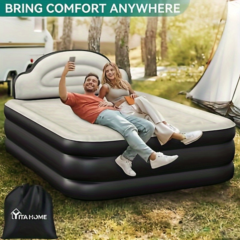 balconera inflatable air bed built in pump headboard perfect Temu