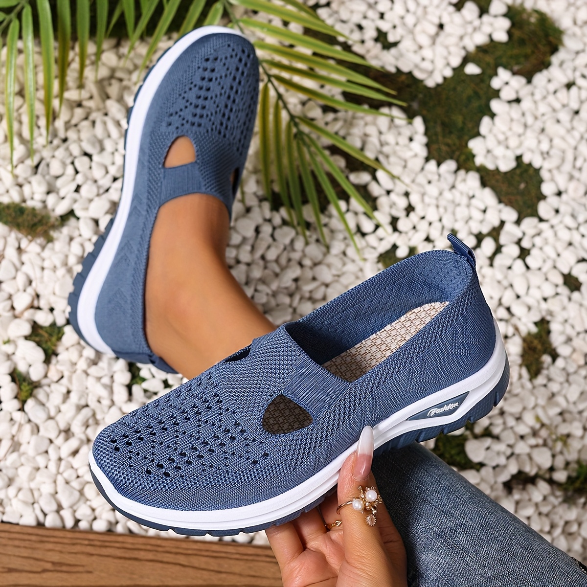 ZOSIVC Women'S Summer Slip-On Casual Sneakers - Lightweight Breathable Fabric Upper, Comfortable White Walking Shoes for Travel, Shopping, Beach & Garden - Cute Gift for Mom, Ladies Sneakers, Travel Footwear, Minimalist Design, Durable Rubber Sole